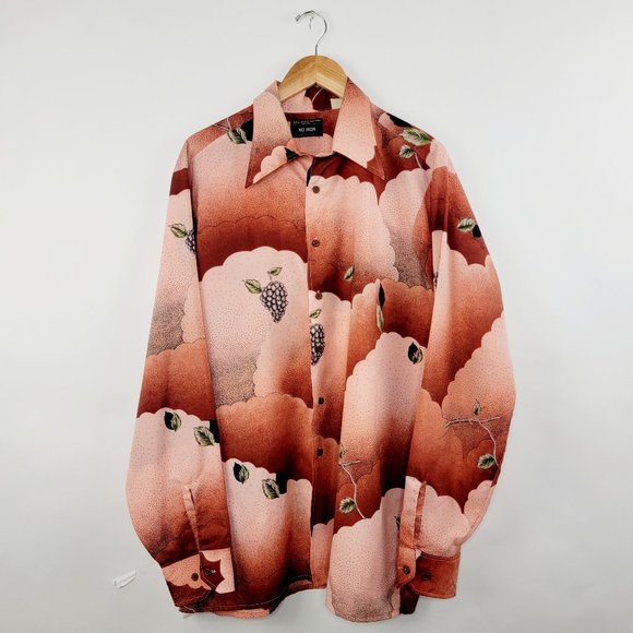 Vintage Other - Vintage 70s Men's JC Penny Shirt Butterfly Collar Clouds Grapes Dots Disco XL